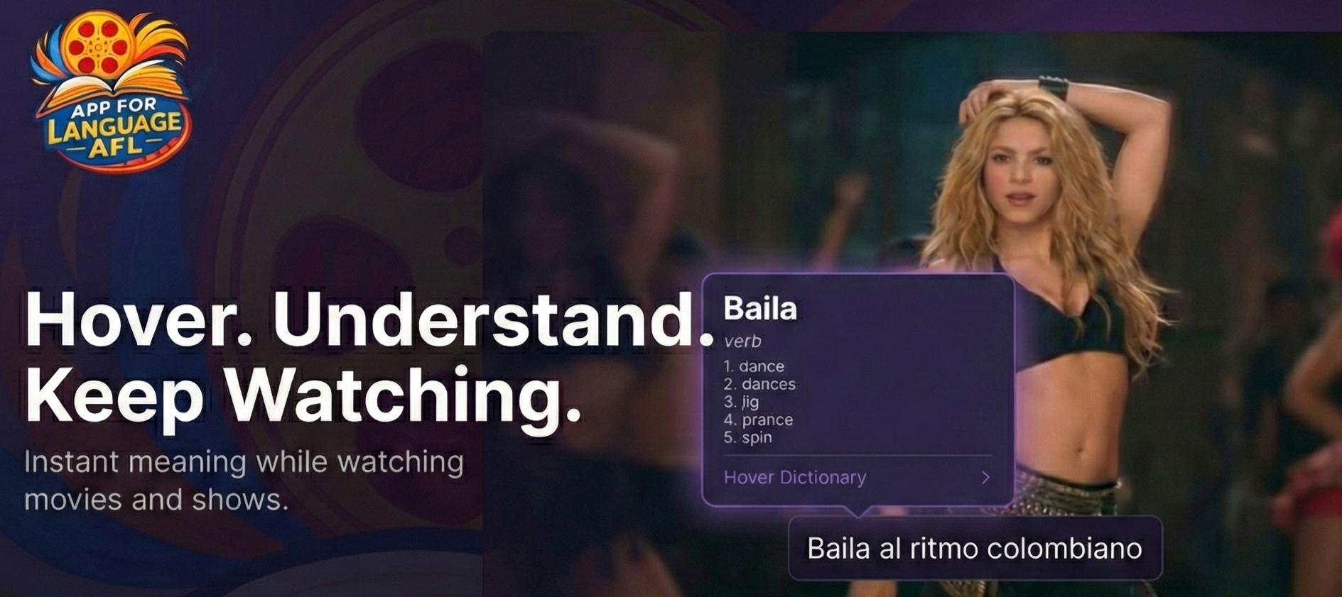 Smart Hover Dictionary UI on Netflix